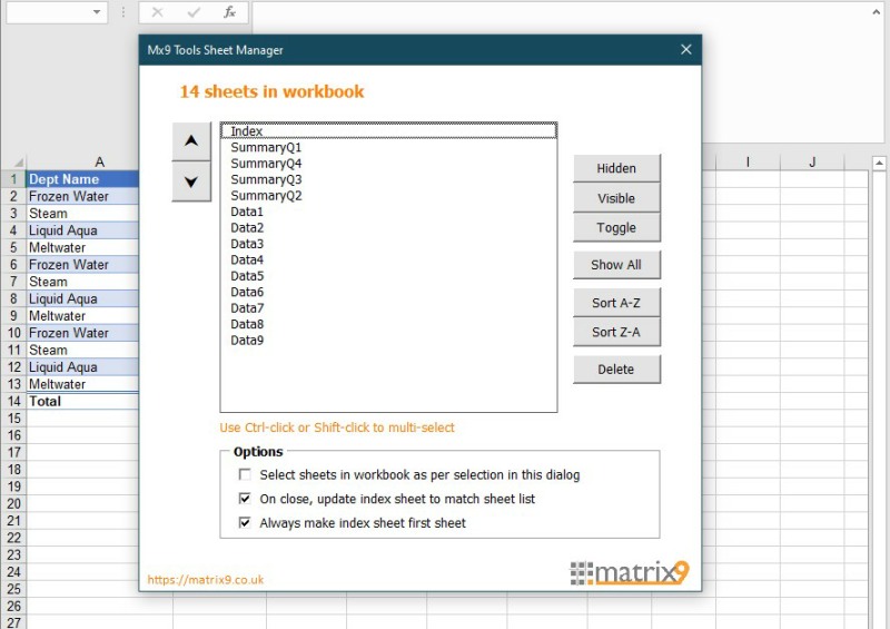 Excel Sheet Selection Tool